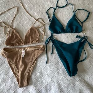Show Me Your MuMu Teal and Tan Bikinis